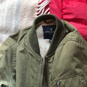 Army Green Sherpa-lined American Eagle Jacket